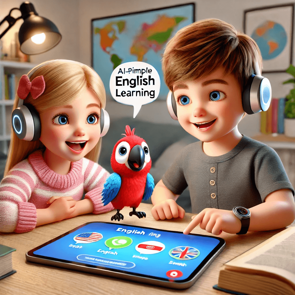 Children learning English with AI Parrot